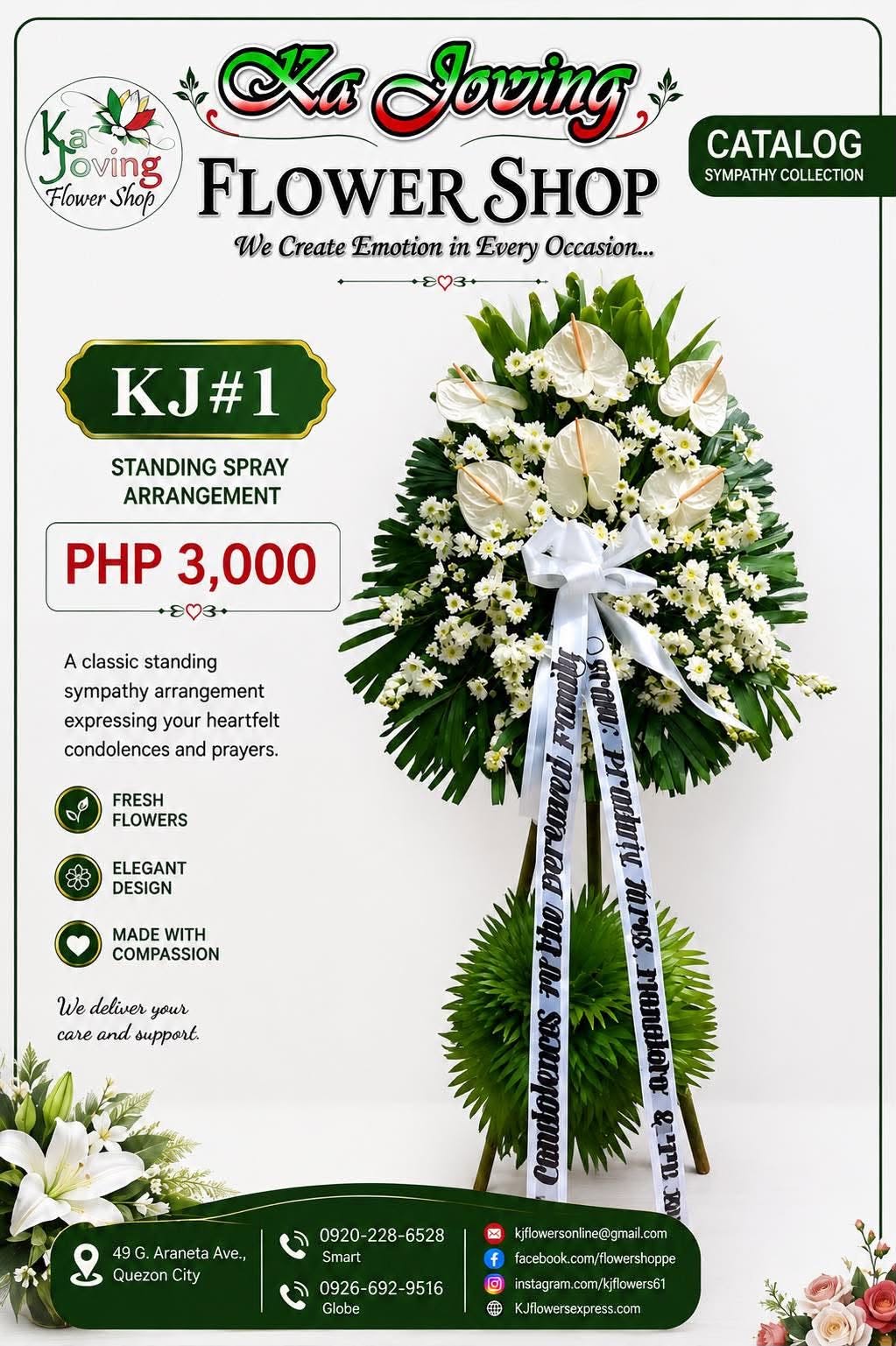 KJ#1 – Classic White Sympathy Standing Spray