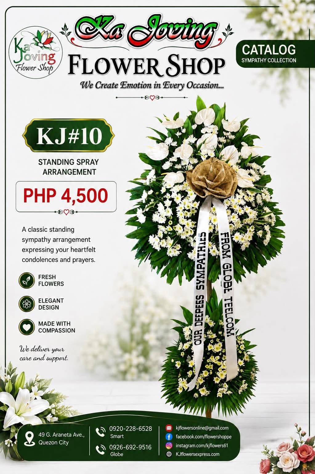 KJ#10 – Everlasting Peace White Sympathy Standing Spray