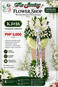 KJ#16 – Graceful White Sympathy Standing Wreath