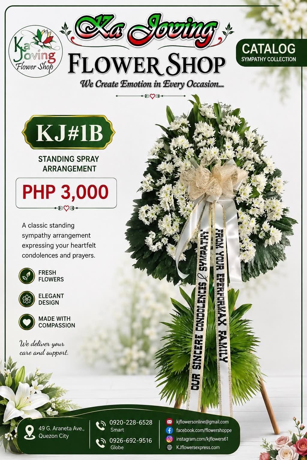 KJ#1B – Pure Grace Classic Sympathy Standing Spray
