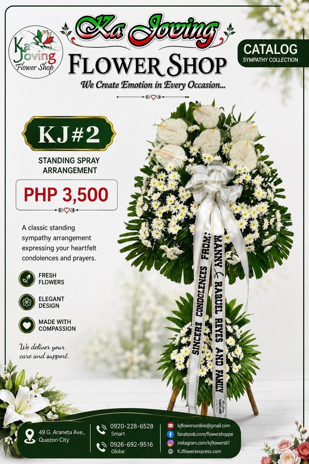 KJ#2 – Peaceful Remembrance Sympathy Standing Spray