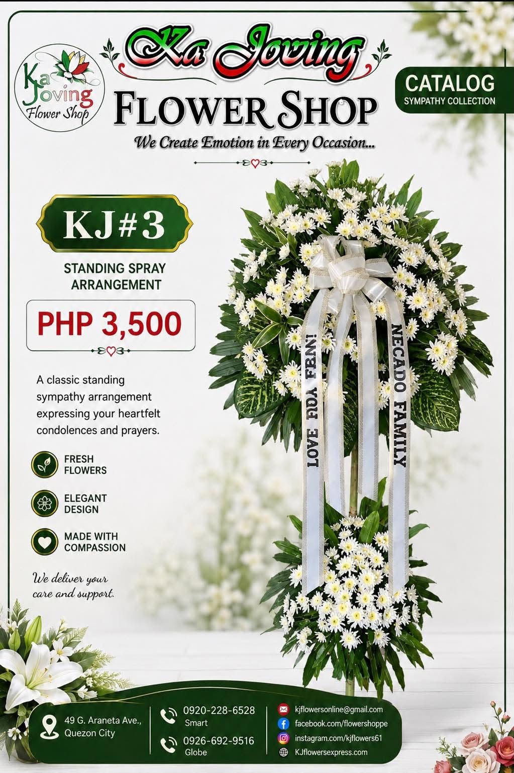 KJ#3 – Everlasting Peace Sympathy Standing Spray