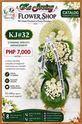 KJ#32 – Classic White Sympathy Standing Wreath