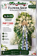 KJ#35 – Elegant White Anthurium Sympathy Standing Spray