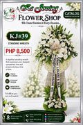 KJ#39 – Serenity White Premium Sympathy Standing Wreath