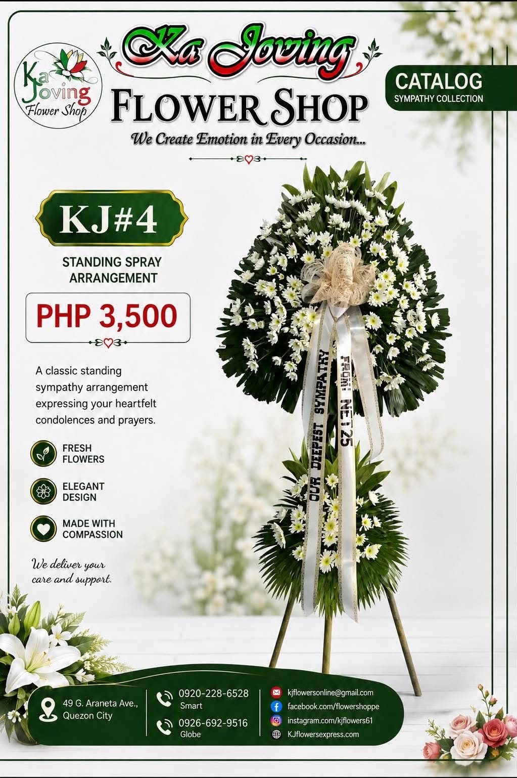 KJ#4 – Gentle Remembrance Sympathy Standing Spray