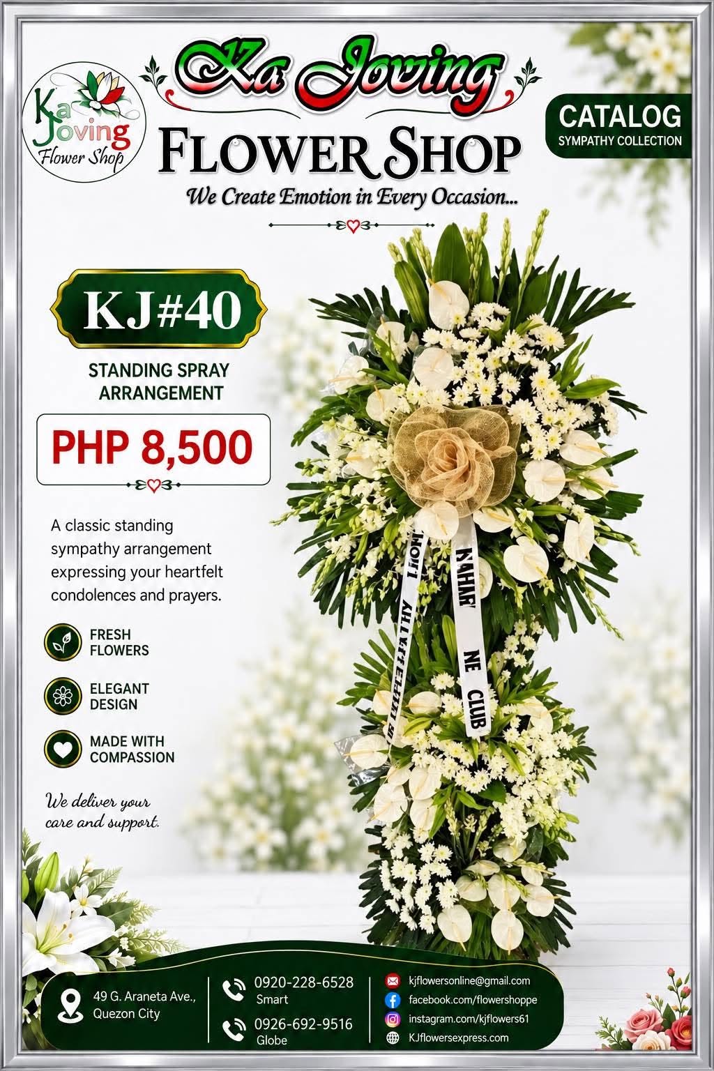 KJ#40 – Eternal Grace Premium Sympathy Standing Spray
