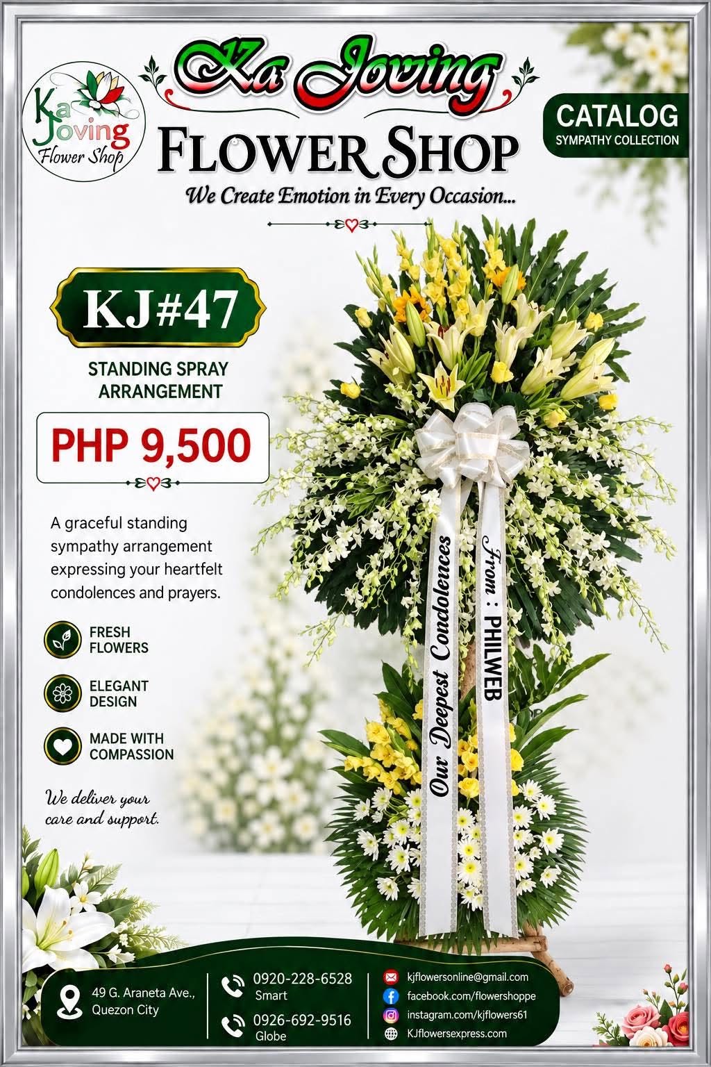 KJ#47 – Golden Grace Standing Sympathy Spray