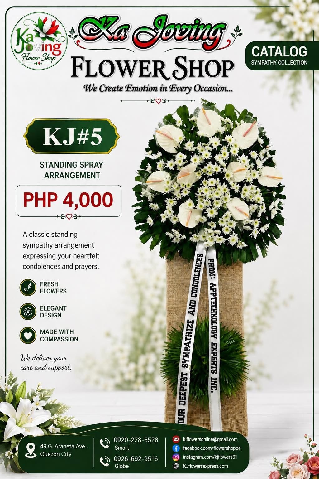 KJ#5 – Pure Comfort White Sympathy Standing Spray