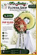 KJ#50 – Eternal Peach & White Standing Sympathy Wreath