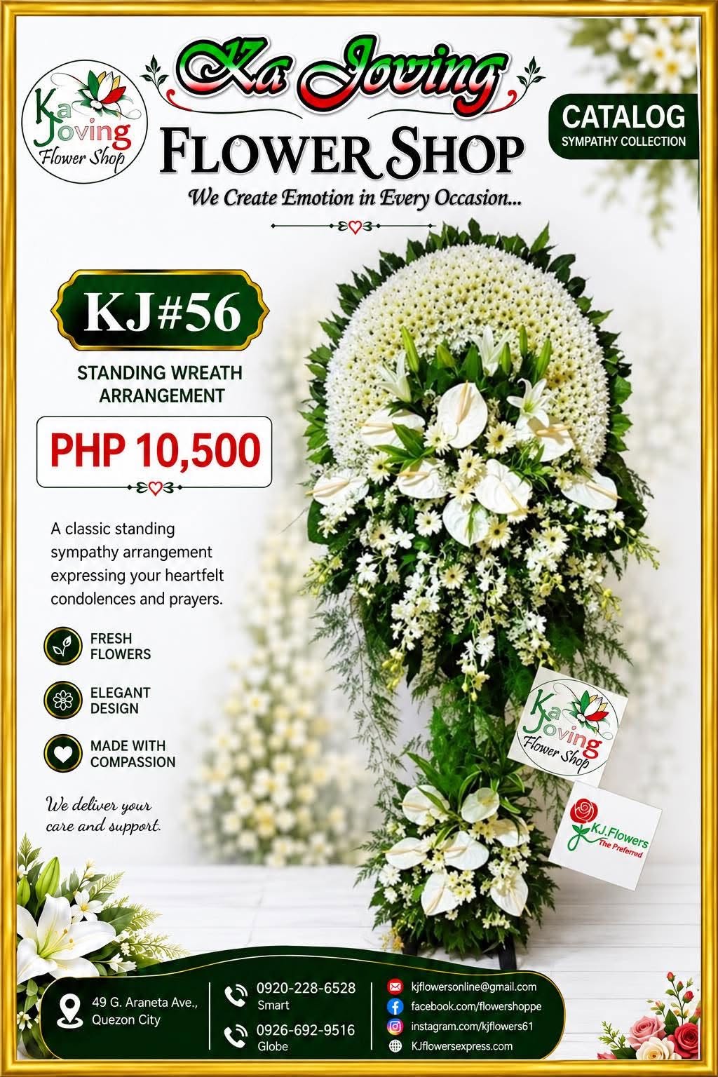 KJ#56 – Pure Serenity White Standing Wreath