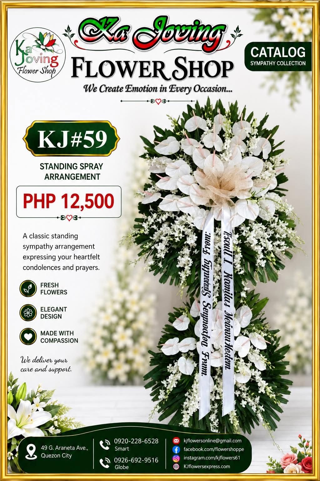 KJ#59 – Serene White Standing Sympathy Spray