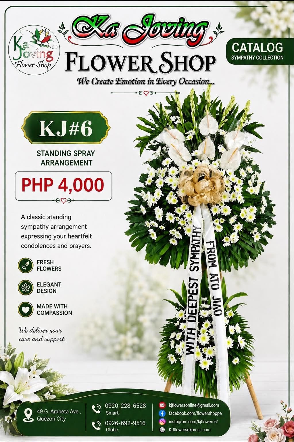 KJ#6 – Eternal Peace White Sympathy Standing Spray