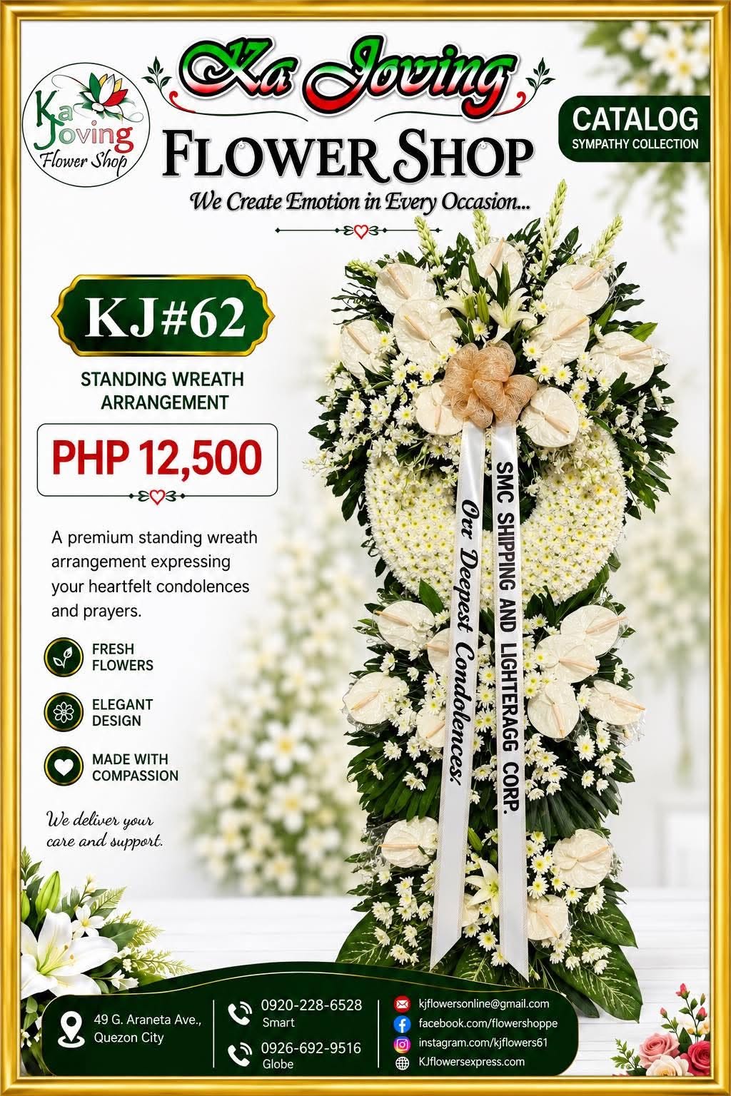 KJ#62 – Eternal Grace Premium Standing Wreath Arrangement