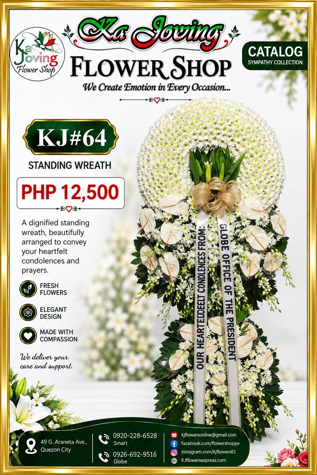 KJ#64 – Eternal Peace Premium Standing Wreath Arrangement