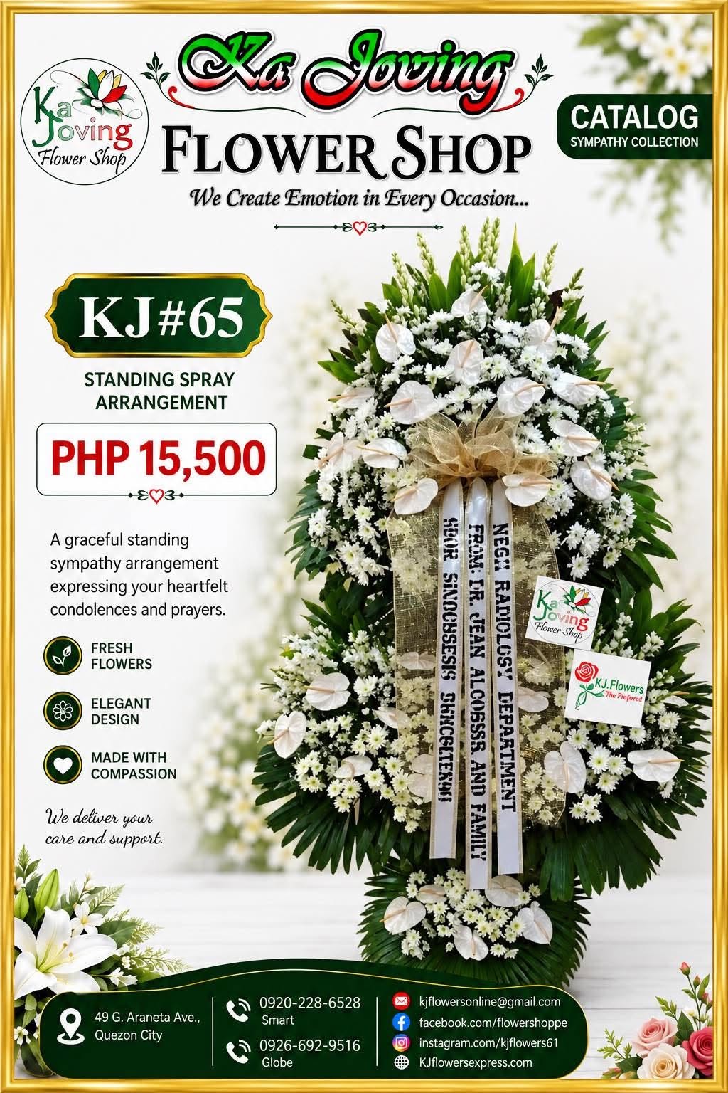 KJ#65 – Graceful Tribute Premium Standing Spray Arrangement