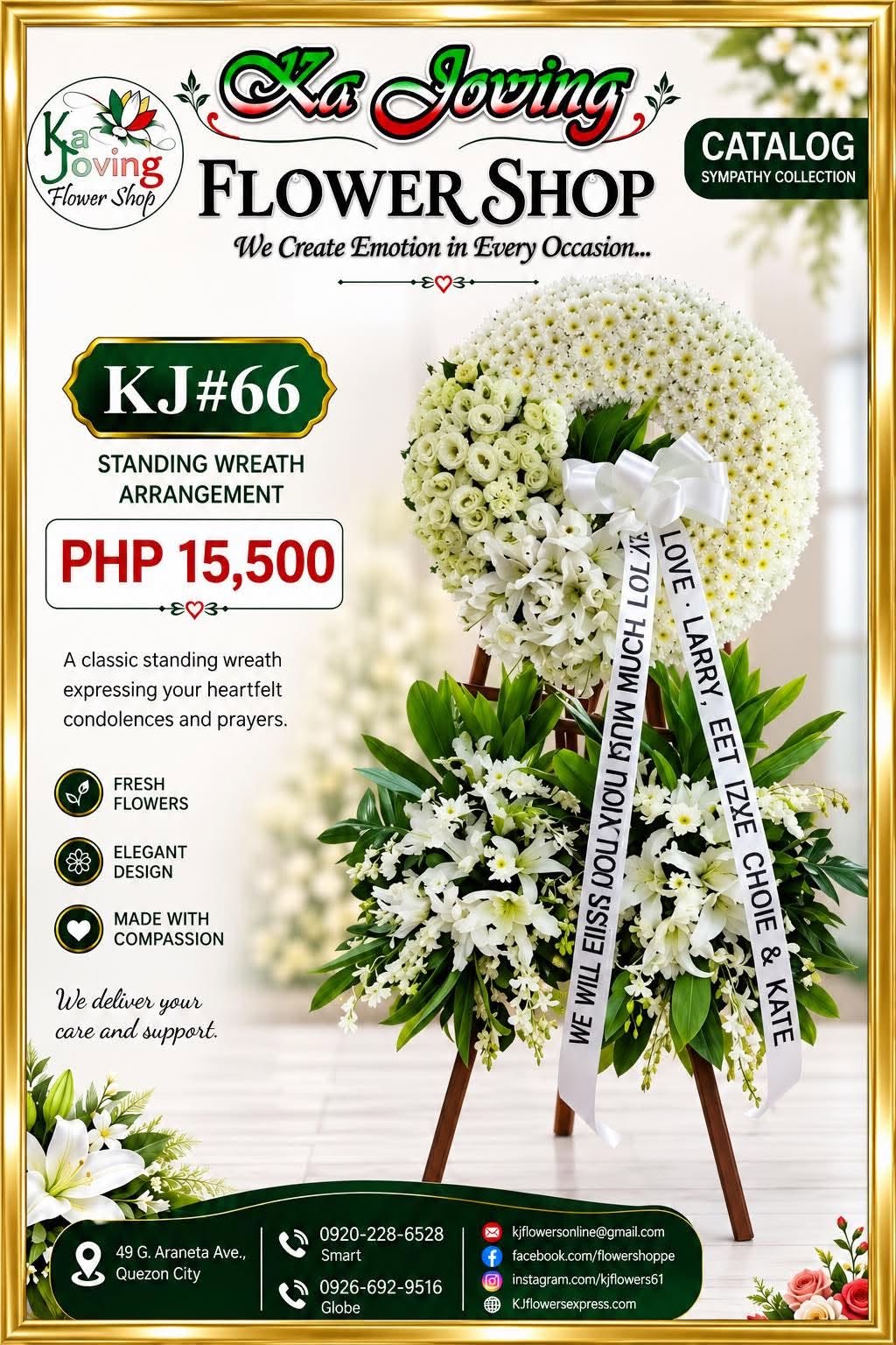 KJ#66 – Eternal Peace Premium Standing Wreath Arrangement