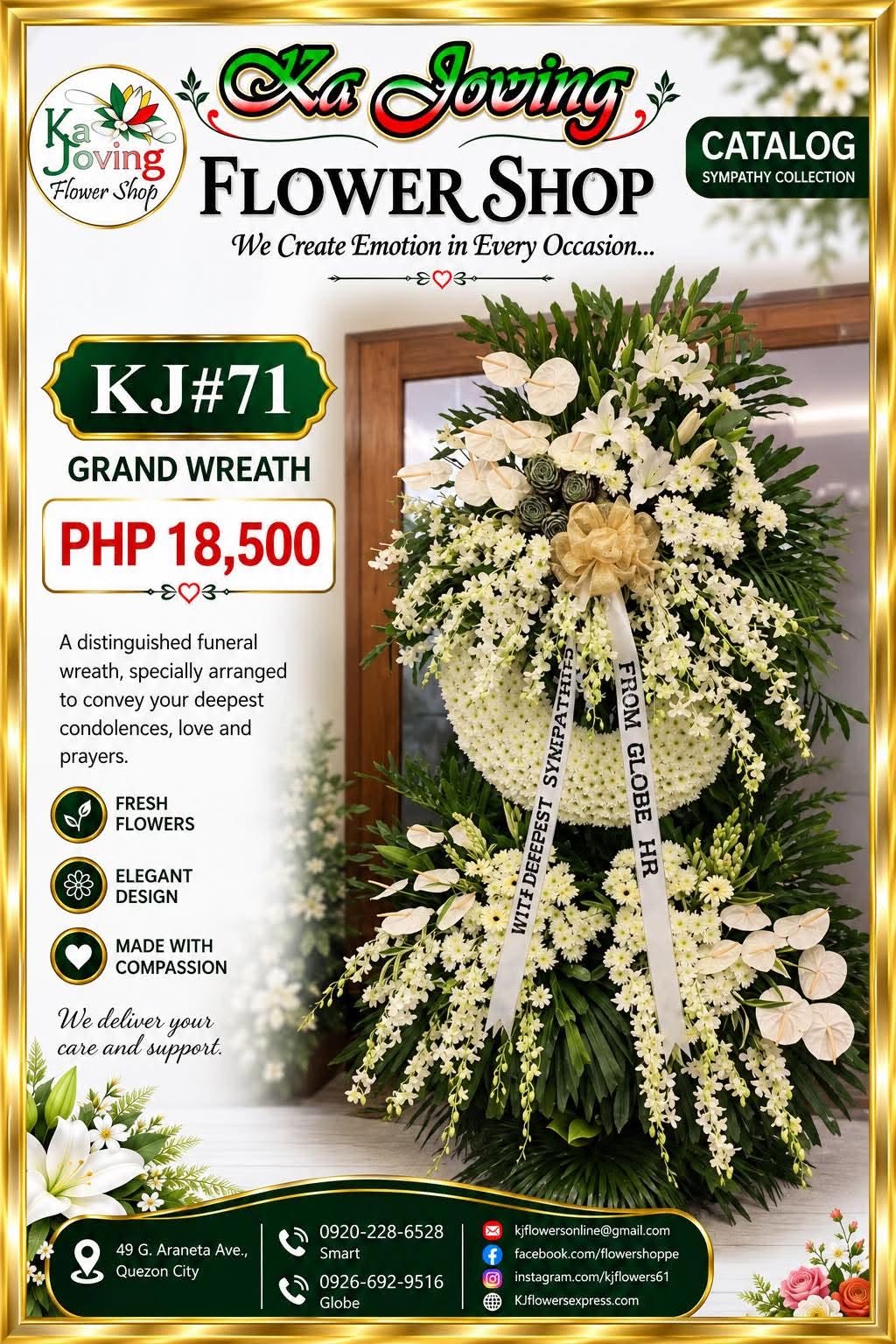 KJ#71 – Grand White Elegance Sympathy Wreath